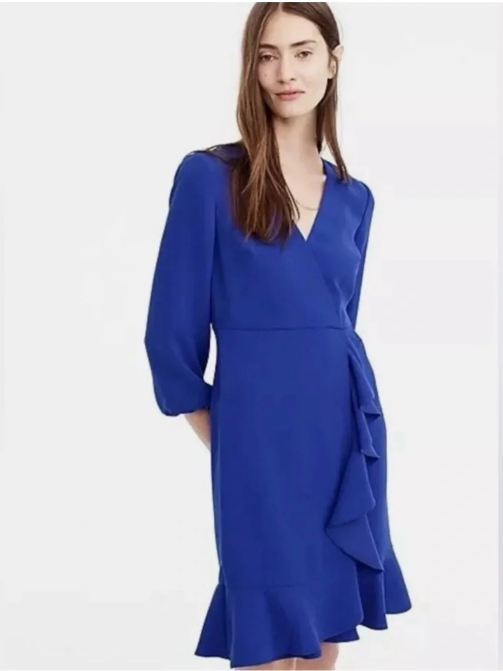 J. Crew Cobalt Blue Long-Sleeve Wrap Dress